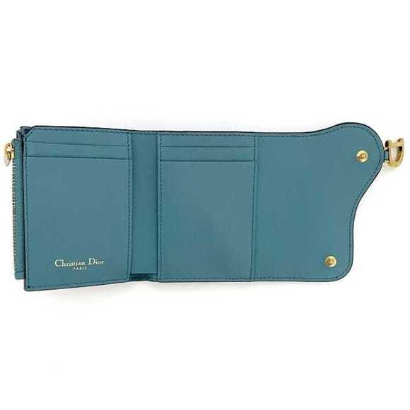 DIOR Blue Leather 2C Wallet - Picture 7 of 11